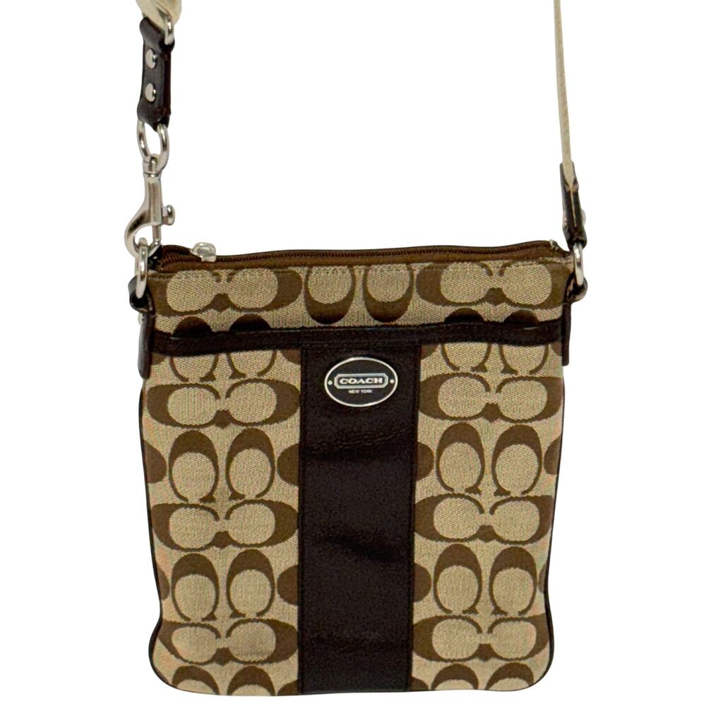 Coach Legacy Signature Stripe Swingpack Crossbody Bag, Beige and Brown